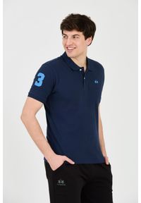 La Martina - LA MARTINA Granatowe męskie polo z małym logo, Rozmiar XXL. Typ kołnierza: polo. Kolor: niebieski #6