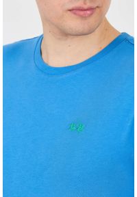 La Martina - LA MARTINA Błękitny męski t-shirt z małym logo, Rozmiar L. Kolor: niebieski #5