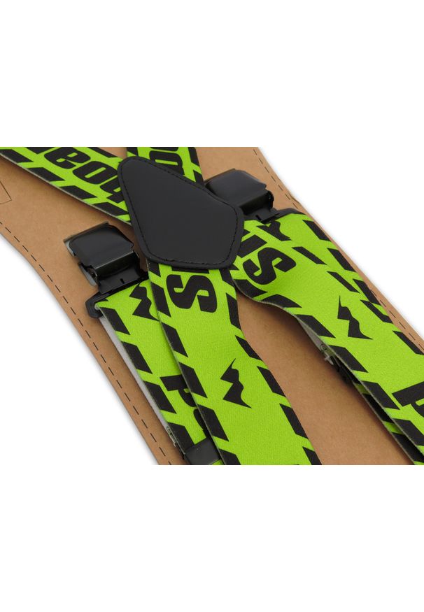 Modini - Szerokie zielone narciarskie szelki do spodni - SNOWBOARD T30. Kolor: zielony. Materiał: skóra, guma