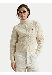 Polo Ralph Lauren Sweter 211972130003 Écru Relaxed Fit. Typ kołnierza: polo. Materiał: wełna