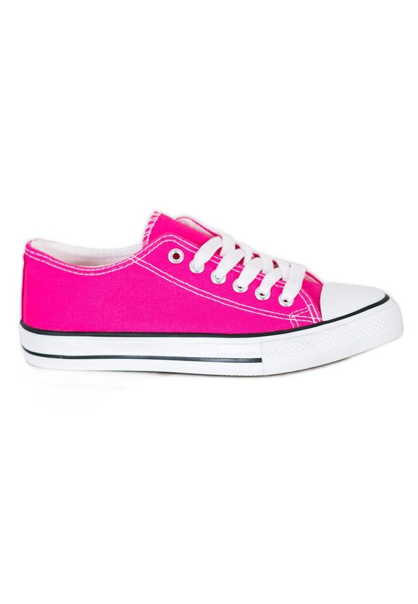 J.Star - J. Star Klasyczne Fuksjowe Trampki różowe. Kolor: różowy. Materiał: materiał. Wzór: gładki. Styl: klasyczny