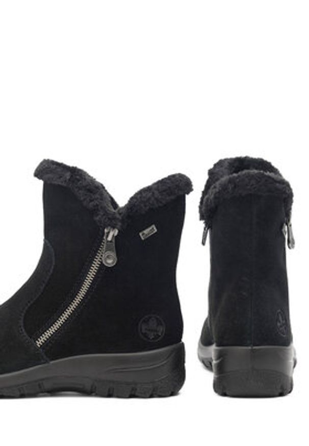 Rieker Botki L7162-00 Czarny. Kolor: czarny. Materiał: zamsz, skóra