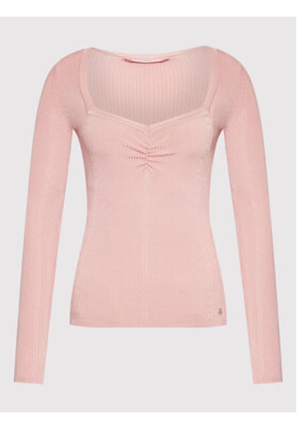 Guess Bluzka W2YR12 Z30K0 Różowy Slim Fit. Kolor: różowy. Materiał: wiskoza