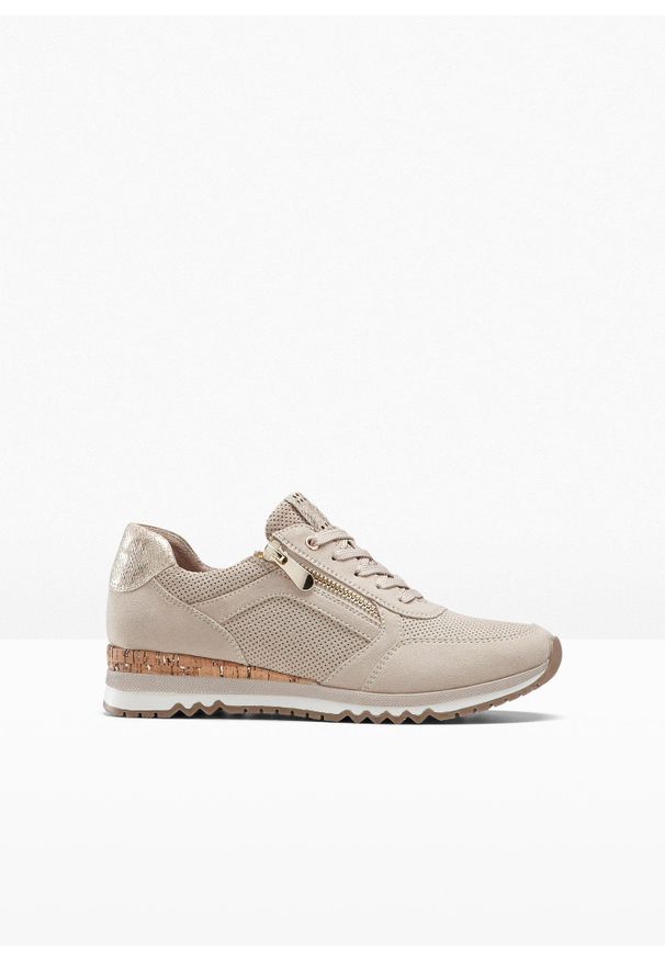 bonprix - Sneakersy marki Marco Tozzi z zamkiem. Zapięcie: zamek. Kolor: beżowy