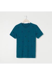 Sinsay - Koszulka z nadrukiem - Turkusowy. Kolor: turkusowy. Wzór: nadruk