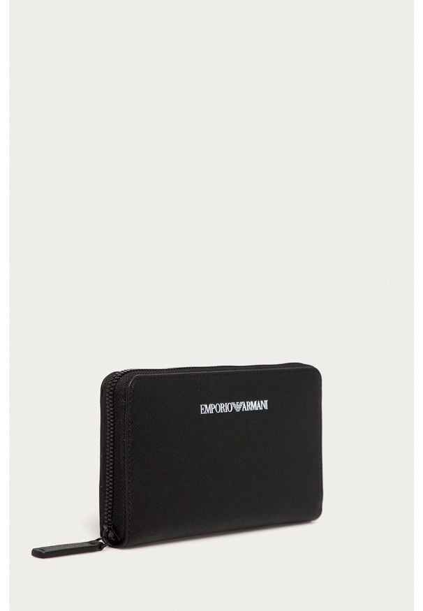 Emporio Armani - Portfel. Kolor: czarny. Materiał: materiał. Wzór: gładki