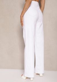 Renee - Białe Jeansy High Waist o Szerokim Kroju Sallizia. Stan: podwyższony. Kolor: biały. Styl: klasyczny #4