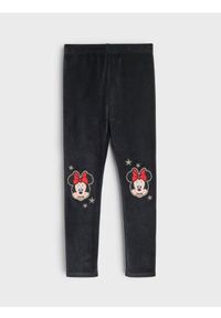 Sinsay - Legginsy z welurowym wykończeniem Minnie Mouse - czarny. Kolor: czarny. Materiał: welur. Wzór: motyw z bajki