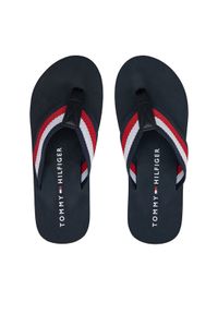 TOMMY HILFIGER - Tommy Hilfiger Japonki Coprorate Hilfiger Beach Sandal FM0FM05094 Granatowy. Kolor: niebieski. Materiał: materiał