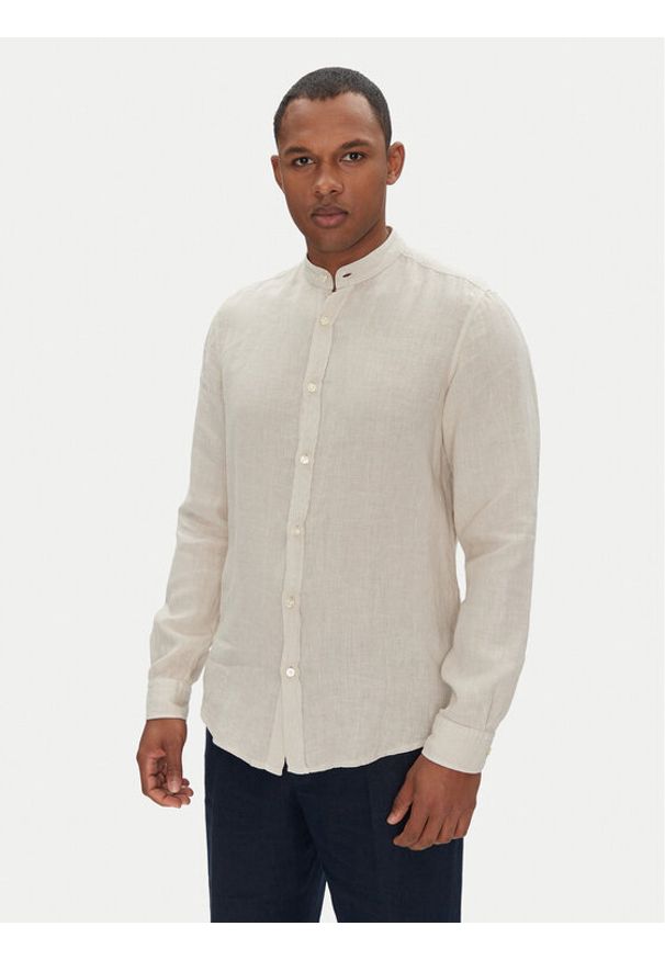 BOSS Koszula 50537369 Beżowy Regular Fit. Kolor: beżowy. Materiał: len