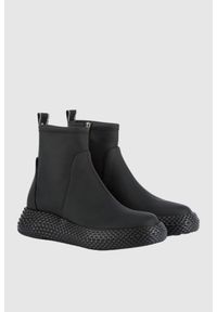Emporio Armani - EMPORIO ARMANI Czarne botki damskie, Rozmiar 36. Kolor: czarny