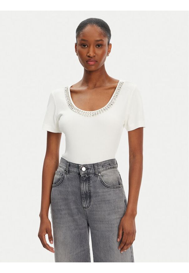 Marciano Guess T-Shirt 5RGP18 6299A Beżowy Regular Fit. Kolor: beżowy. Materiał: wiskoza