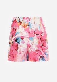 Renee - Fuksjowe Spódnico-Szorty High Waist w Kwiaty Delliena. Okazja: na co dzień. Stan: podwyższony. Kolor: różowy. Wzór: kwiaty. Styl: casual, elegancki #7