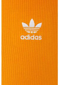 adidas Originals szorty Adicolor HF7483 damskie kolor pomarańczowy z aplikacją high waist. Stan: podwyższony. Kolor: pomarańczowy. Materiał: bawełna, dzianina. Wzór: aplikacja
