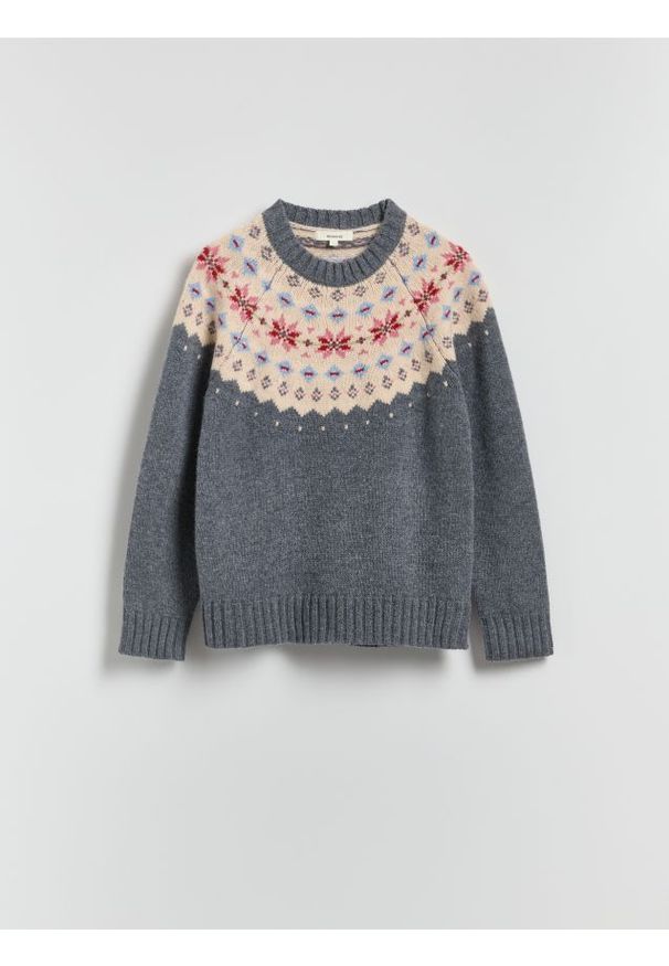 Reserved - Wełniany sweter - szary. Kolor: szary. Materiał: wełna