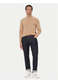 TOMMY HILFIGER - Tommy Hilfiger Golf MW0MW28048 Beżowy Regular Fit. Typ kołnierza: golf. Kolor: beżowy. Materiał: bawełna #2