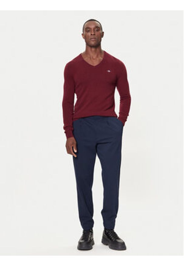 GANT - Gant Sweter 8050274 Czerwony Regular Fit. Kolor: czerwony. Materiał: wełna