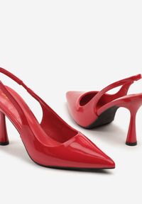 Born2be - Czerwone Sandały Szpilki Lakierowane Bez Pięty Tosellea. Okazja: na co dzień. Kolor: czerwony. Materiał: lakier. Obcas: na szpilce. Styl: casual, elegancki. Wysokość obcasa: średni #4
