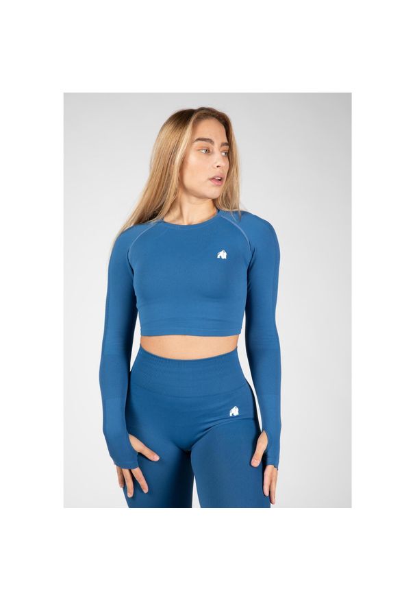 GORILLA WEAR - Hilton Bezszwowe Długi rękaw - Niebieski. Kolor: niebieski. Długość rękawa: długi rękaw. Długość: długie. Sport: fitness