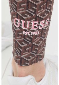 Guess legginsy damskie kolor brązowy wzorzyste. Stan: podwyższony. Kolor: brązowy. Materiał: dzianina #2