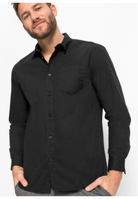 bonprix - Koszula z długim rękawem z czystej bawełny. Kolor: czarny. Materiał: bawełna. Długość rękawa: długi rękaw. Długość: długie. Wzór: gładki #3