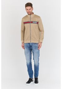 Guess - GUESS Beżowa męska bluza Korbin. Kolor: beżowy