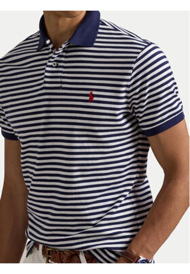 Polo Ralph Lauren Polo 710956682001 Granatowy Custom Slim Fit. Typ kołnierza: polo. Kolor: niebieski. Materiał: bawełna