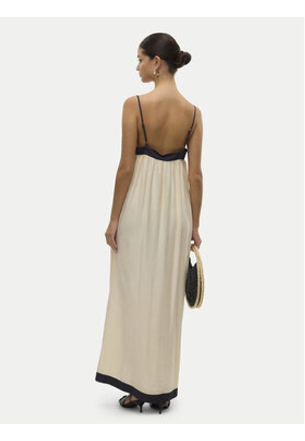 Vero Moda Sukienka letnia Denise 10329793 Beżowy Regular Fit. Kolor: beżowy. Materiał: wiskoza. Sezon: lato