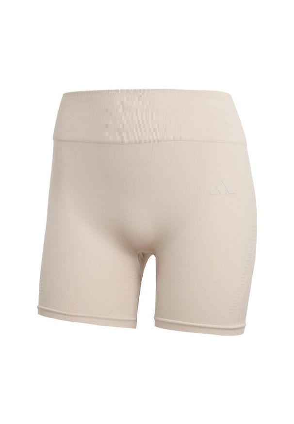 Adidas - Legginsy z dzianiny o długości 4 cali Workout Essentials. Kolor: beżowy. Materiał: dzianina. Technologia: ClimaCool (Adidas)