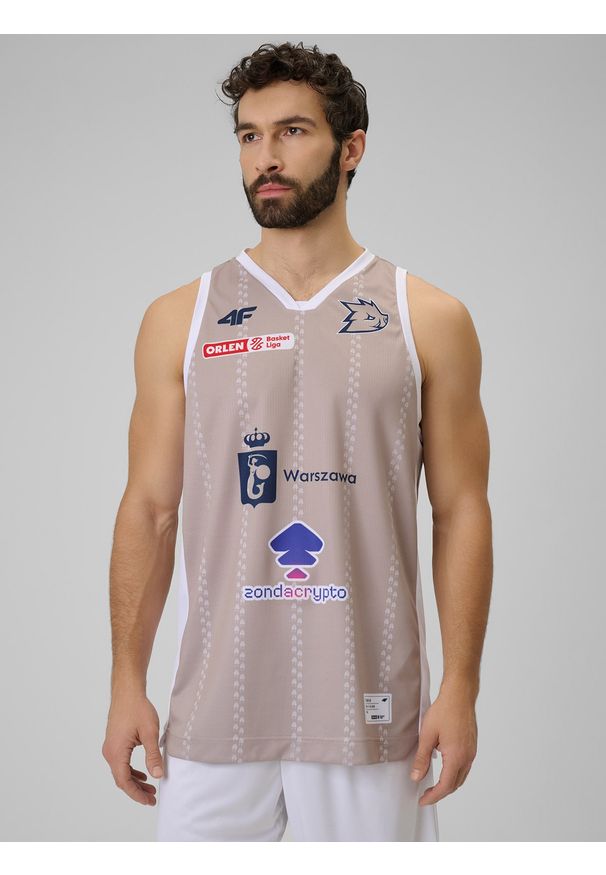 4f - 4F Koszulka meczowa replika domowa z sezonu 2025/26 męska 4F x Dziki Warszawa - beżowa 3XL. Kolor: beżowy. Materiał: materiał. Wzór: nadruk