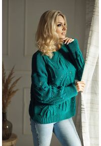 PeeKaBoo - Sweter z ażurowym wzorem piękny morski kolor. Kolor: morski. Wzór: ażurowy. Styl: elegancki #1
