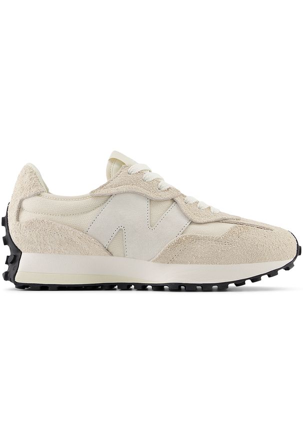 Buty unisex New Balance U327WTH – beżowe. Okazja: na co dzień. Kolor: beżowy. Materiał: materiał, skóra, guma. Szerokość cholewki: normalna