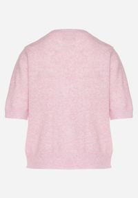 Born2be - Różowy Sweter z Wełną i Krótkim Rękawem Turosa. Okazja: na co dzień. Kolor: różowy. Materiał: wełna. Długość rękawa: krótki rękaw. Długość: krótkie. Styl: klasyczny, casual, elegancki #6