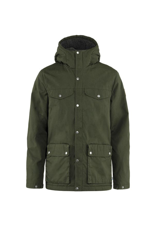 Fjällräven - Kurtka męska Fjallraven Greenland Winter Jacket. Kolor: zielony, czarny, wielokolorowy. Sezon: zima. Sport: turystyka piesza
