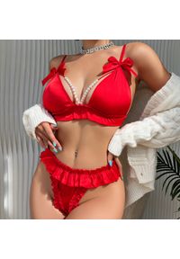 Intica - Komplet bielizny z falbankami na romantyczne wieczory Barbabra. Kolor: czerwony. Materiał: materiał #1