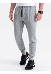 Ombre Clothing - Spodnie męskie dresowe joggery - szary melanż V3 OM-PASK-22FW-008 - XXL. Kolor: szary. Materiał: dresówka. Wzór: melanż #3