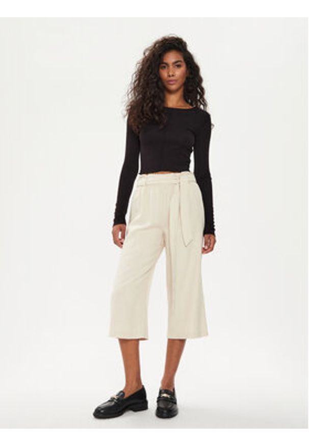JDY Kuloty Say 15254627 Beżowy Loose Fit. Kolor: beżowy. Materiał: wiskoza, len