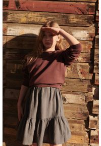 Mango Kids - Sukienka dziecięca Lucia 116-164 cm. Kolor: szary. Materiał: tkanina, len, materiał, bawełna. Długość rękawa: krótki rękaw. Wzór: gładki. Typ sukienki: oversize #3