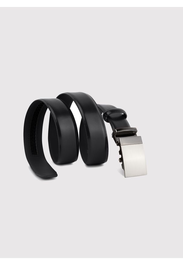 Pako Lorente - PAKO LORENTE - Czarny pasek męski z automatyczną klamrą. Kolor: czarny, brązowy. Materiał: skóra. Styl: elegancki