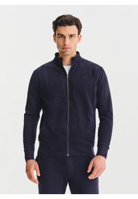 Pako Lorente - PAKO LORENTE - Granatowa bluza dresowa na suwak. Kolor: szary, niebieski. Materiał: dresówka. Wzór: gładki #1