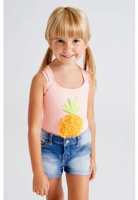 Mayoral Strój kąpielowy dziecięcy kolor pomarańczowy. Kolor: pomarańczowy. Rodzaj stanika: odpinane ramiączka. Wzór: aplikacja