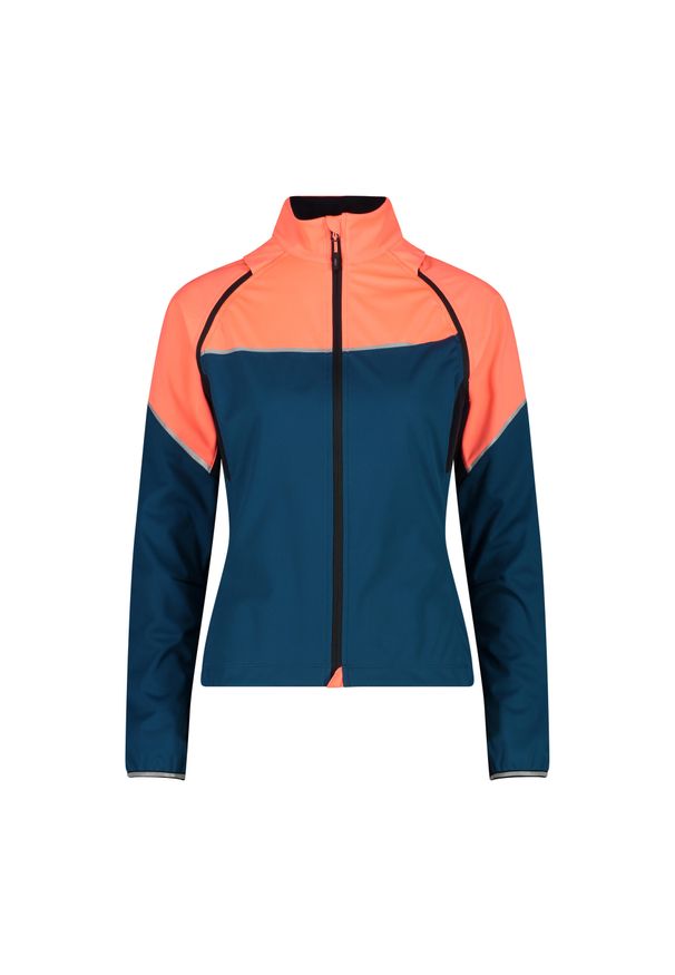 Bluza damska rowerowe CMP 31A2556. Okazja: na co dzień. Typ kołnierza: kaptur. Kolor: niebieski, wielokolorowy, pomarańczowy. Materiał: softshell. Styl: casual, sportowy. Sport: turystyka piesza