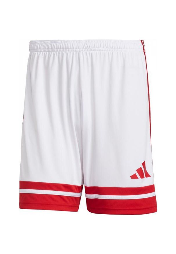 Adidas - Szorty adidas Squadra 25. Kolor: wielokolorowy, biały, czerwony. Materiał: poliester. Wzór: jednolity. Sport: piłka nożna