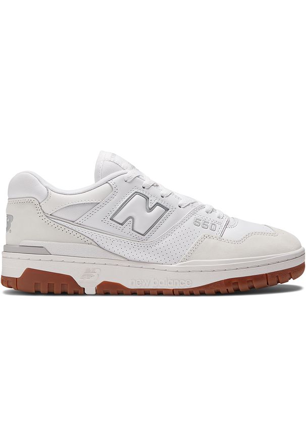 Buty unisex New Balance BB550WGU – białe. Okazja: na co dzień. Kolor: biały. Materiał: guma, materiał, skóra. Szerokość cholewki: normalna. Sport: koszykówka