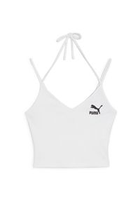 Podkoszulek Puma Classics Ribbed Crop Top, Kobiety. Kolor: biały. Materiał: bawełna, materiał. Sport: fitness