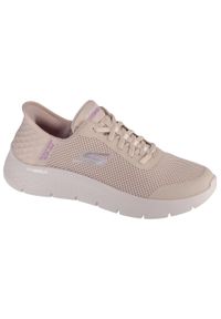 skechers - Damskie GO WALK FLEX GRAND ENTRY Slip-On Biały. Zapięcie: bez zapięcia. Kolor: beżowy. Materiał: materiał