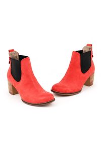 Zapato - sztyblety na słupku - skóra naturalna - model 455 - kolor czerwony (38). Okazja: na co dzień. Kolor: czerwony. Materiał: skóra. Sezon: wiosna, zima, lato, jesień. Obcas: na słupku. Styl: klasyczny, street, casual. Wysokość obcasa: średni #2