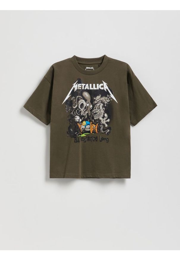 Reserved - T-shirt Metallica - zielony. Kolor: zielony. Materiał: bawełna, dzianina