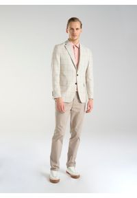 Pako Lorente - PAKO LORENTE – Beżowa marynarka męska w kratę Windowpane. Kolor: beżowy. Materiał: tkanina. Wzór: kratka. Styl: elegancki #6