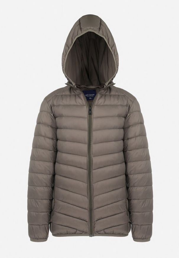 Born2be - Ciemnozielona Kurtka Pikowana z Kapturem Minae. Okazja: na co dzień. Typ kołnierza: kaptur. Kolekcja: plus size. Kolor: zielony. Materiał: jeans, materiał. Długość rękawa: długi rękaw. Długość: długie. Styl: casual